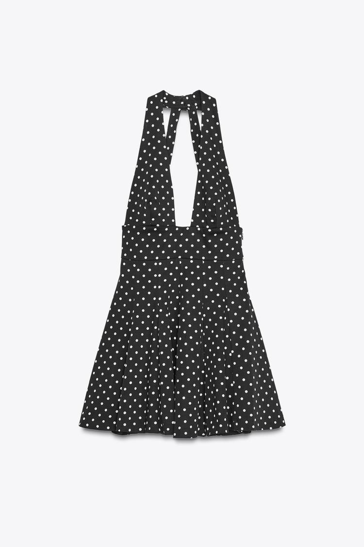 Short Halter Dress with Bow and Polka Dots
