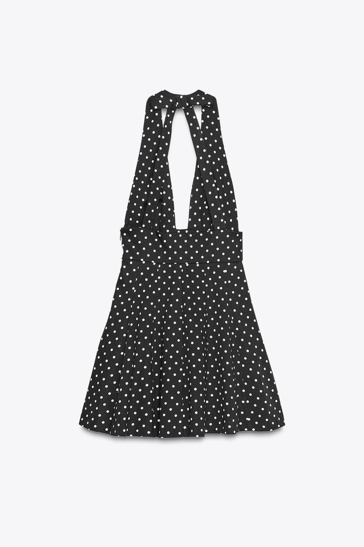 Short Halter Dress with Bow and Polka Dots