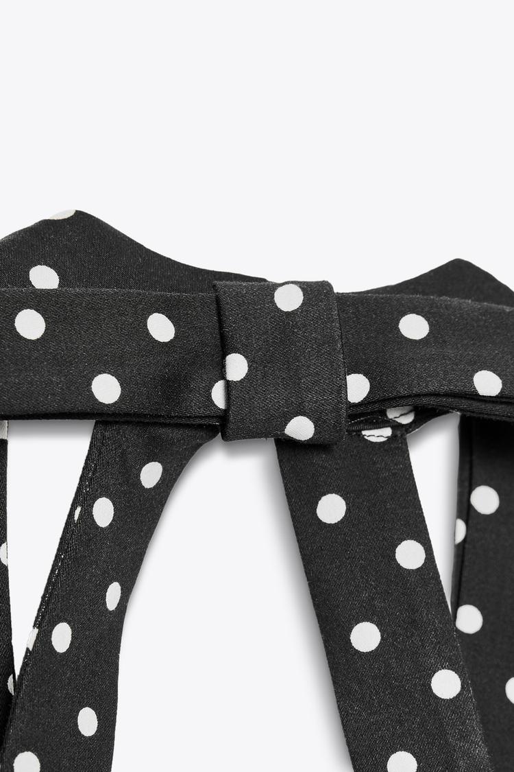 Short Halter Dress with Bow and Polka Dots