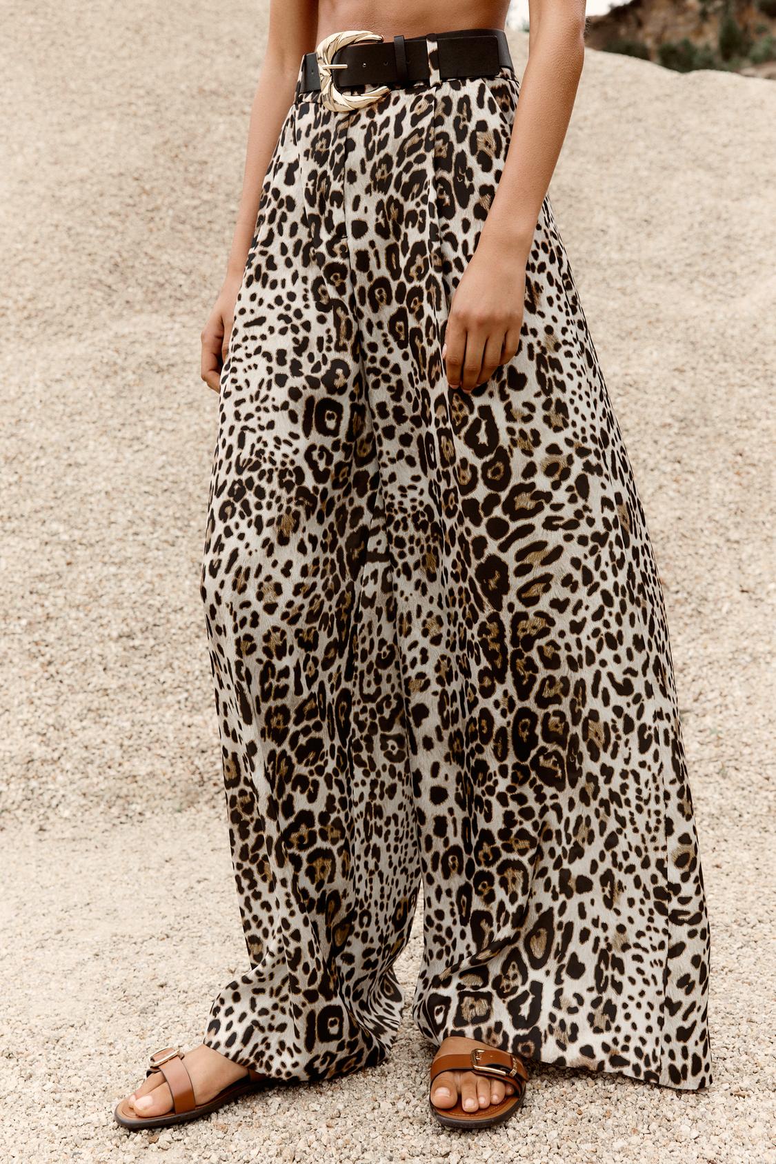 Wide-Leg Satin Trousers with Belt