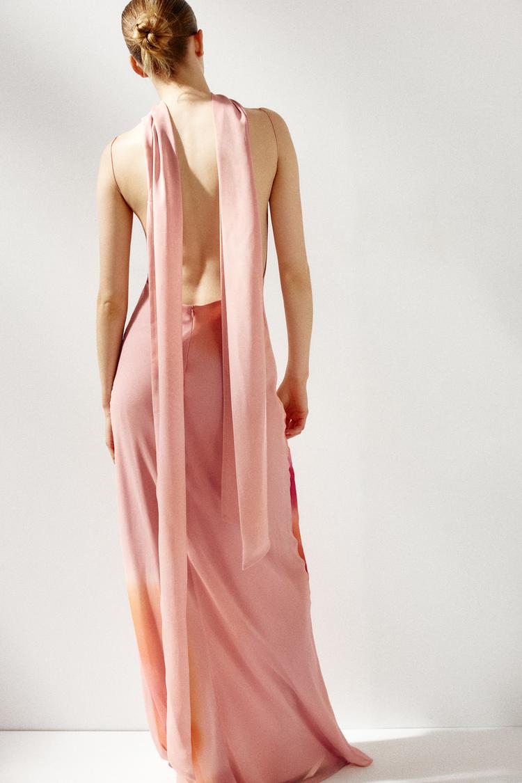 Long Printed Dress with Matching Scarf