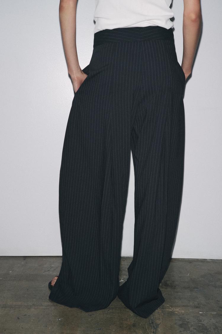 High-Rise Pinstripe Trousers