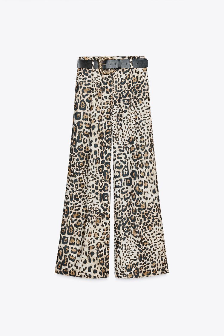 Wide-Leg Satin Trousers with Belt