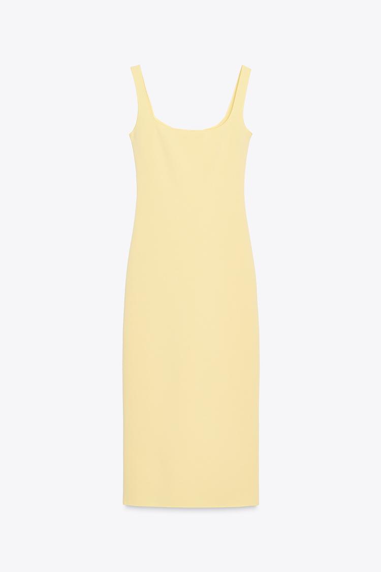 Stretch Midi Dress with Embroidered Flowers