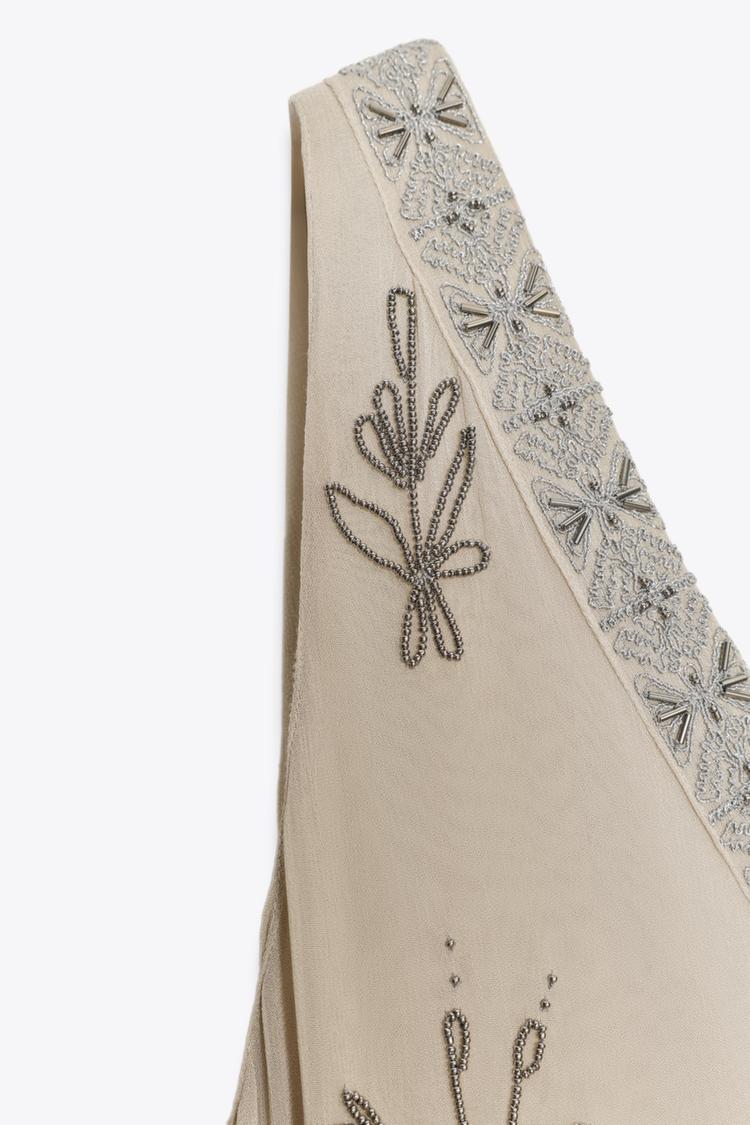Long Embroidered Dress with Beading