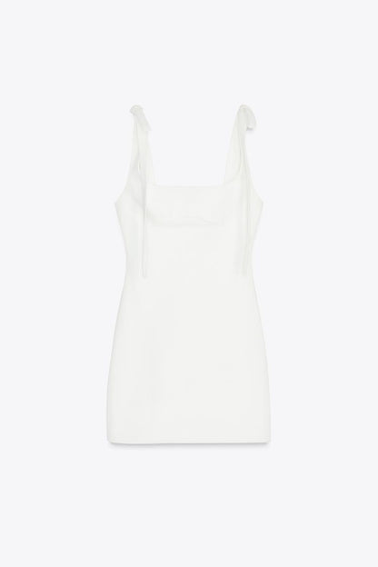 Short Fitted Dress with Bow-Strap Details