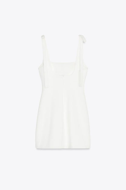 Short Fitted Dress with Bow-Strap Details
