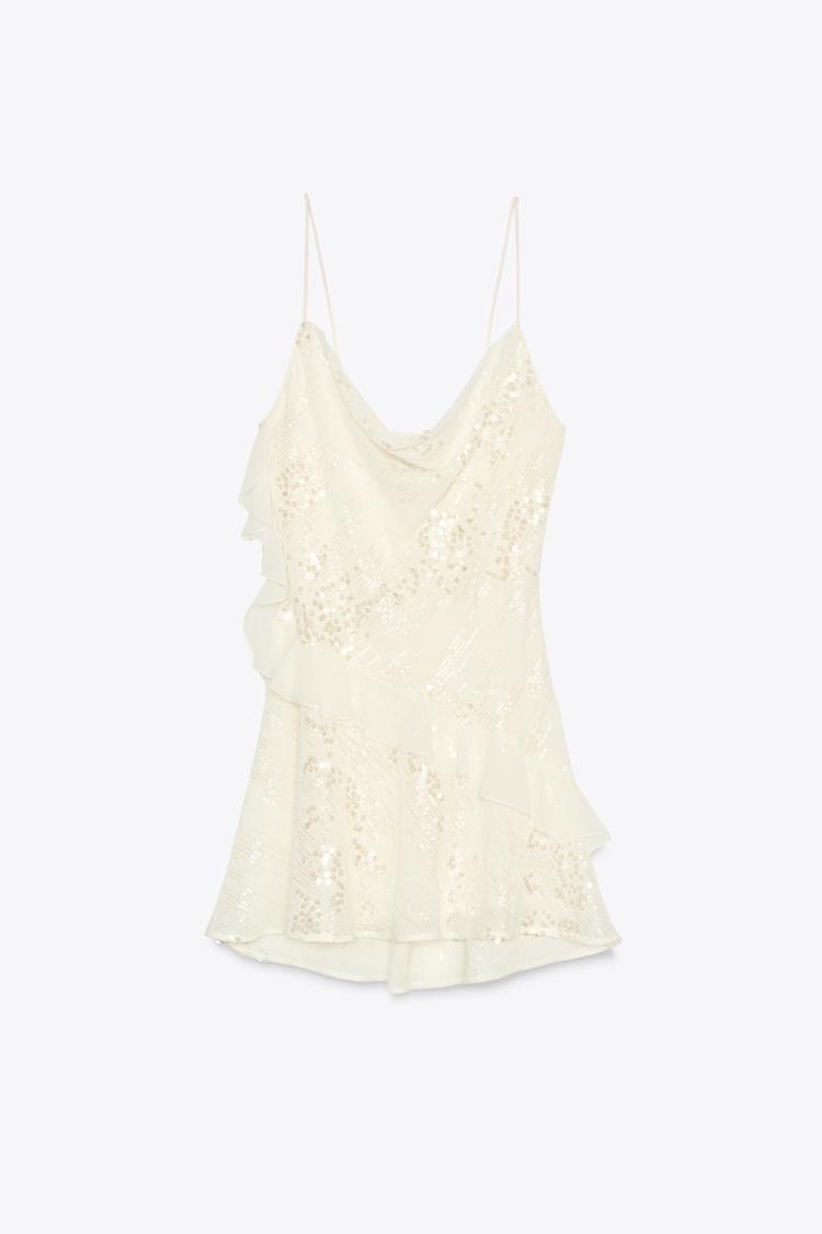 Mini Dress with Ruffles and Sequins