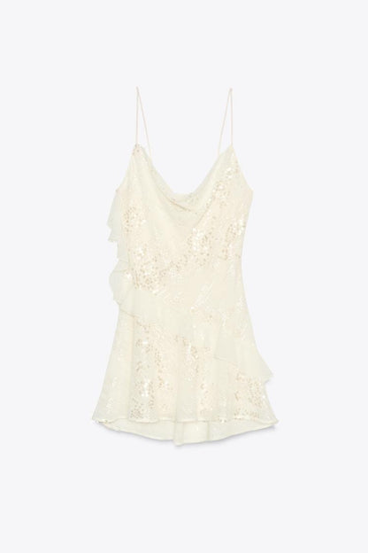 Mini Dress with Ruffles and Sequins