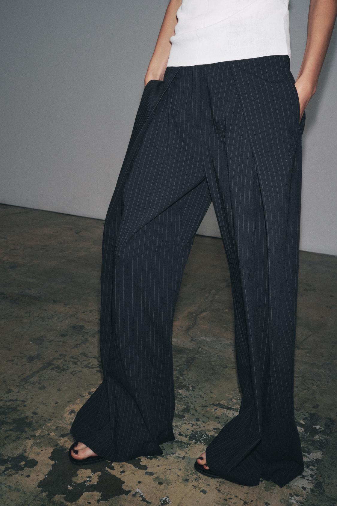 High-Rise Pinstripe Trousers