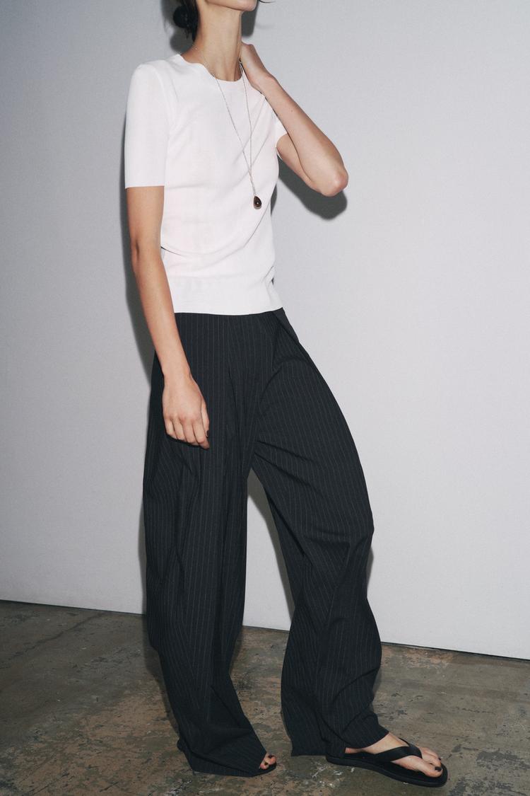 High-Rise Pinstripe Trousers